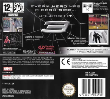 Spider-Man 3 (Europe) box cover back